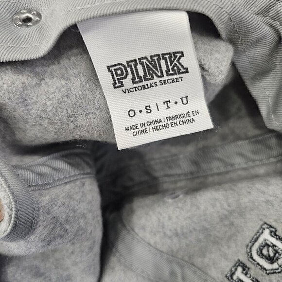 Victoria's Secret PINK  Wool Polyester Grey Hat Cap Adjustable Embroidered Logo - Picture 2 of 16